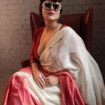 Swastika Mukherjee Instagram - May we always find the joy of wearing our mother’s sarees in ways we like. @swastikamukherjee13 in her Mother’s Tant recreated by us on handloom. Golden zari woven in geometric and florals all over the upper half and red with horizontal zari patterns on the lower. Half Half sarees were extremely popular then and now. This one is a shade of white and gold with dudhey aalta. Subtle, beautiful. Paired with a red checkered blouse with a beautiful Chettinad border. Styled by @rishabhad Managed by @lipstickler Photography: @upaharbiswas Make up: @prosenjit4867 Hair : @mallicknita.bigbi Thank you @ranit.maiti for the space. Kolkata