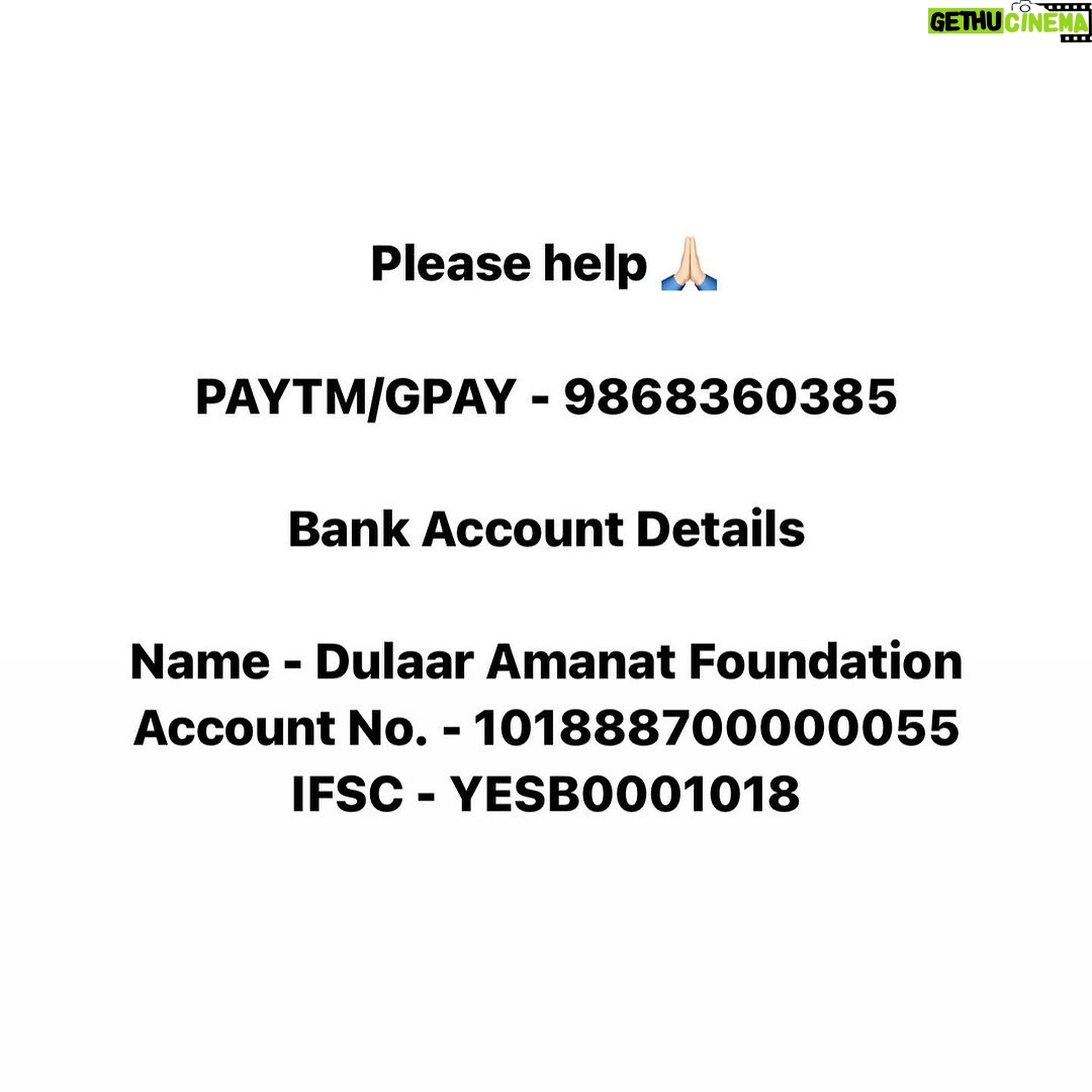Swastika Mukherjee Instagram - Please Help us. We need you. Please help us. PAYTM/GPAY - 9868360385 Bank Account Details Name - Dulaar Amanat Foundation Account No. - 101888700000055 IFSC - YESB0001018 Your one share can literally help us a lot. Please 🙏🏻 Dwarka, Delhi