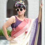 Swastika Mukherjee Instagram - My mother refuses to wear Parama Blouses because they are not “Pithh Kaata”. She says she feels suffocated in our back covered front covered blouses. This is my first Durga Pujo as a mother. I have pushed all my boundaries, made experiments and we introduced designs that are not our usual. And we got the most amazing response ever! So happy to have paired two of the most loved designs of the season. On a woman who looks good in everything- this time in her mother’s saree recreated on Bengal handloom Tant. Available on www.paramacalcutta.com In frame: @swastikamukherjee13 Shot by @upaharbiswas Managed by @lipstickler Styled by @rishabhad Make up: @prosenjit4867 Hair: @mallicknita.bigbi Location courtesy: @ranit.maiti Kolkata
