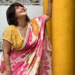 Swastika Mukherjee Instagram - A bright and happy day just like my saree 🌸💛 . Saree @bohurupi_santiniketan Blouse @parama_g Bunaphile