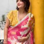 Swastika Mukherjee Instagram - A bright and happy day just like my saree 🌸💛 . Saree @bohurupi_santiniketan Blouse @parama_g Bunaphile