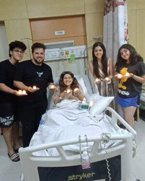 Tannaz Irani Instagram - Celebrating Diwali the best way we know how.
In the hospital with all our madness and love.
Thank you for ordering the Diyas like i wanted.
And Zeus with the music and Zara with her special facial for me!

Thank you @bhakhtyar for all the light and love .

Just shows it doesn't matter where we are as long as we spend the time together!

HAPPY DIWALI EVERYONE!

#Diwali #diwalivibes #lights #festival #celebrate #celebratelife #familygoals #hospital #togetherforever #happydiwali #happydiwali🎉