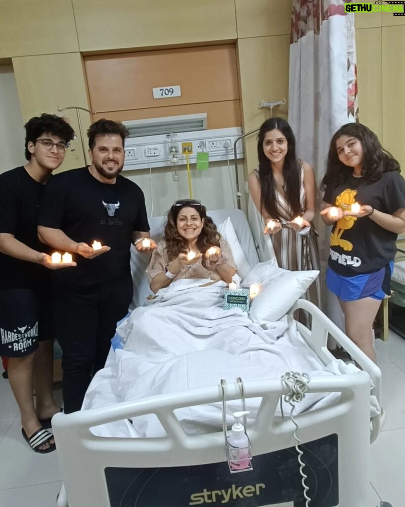 Tannaz Irani Instagram - Celebrating Diwali the best way we know how. In the hospital with all our madness and love. Thank you for ordering the Diyas like i wanted. And Zeus with the music and Zara with her special facial for me! Thank you @bhakhtyar for all the light and love . Just shows it doesn't matter where we are as long as we spend the time together! HAPPY DIWALI EVERYONE! #Diwali #diwalivibes #lights #festival #celebrate #celebratelife #familygoals #hospital #togetherforever #happydiwali #happydiwali🎉