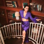Tejasswi Prakash Instagram - Can’t stop stair-ing? Leave a 💜⬇️ . . . . . Styled by @natashaabothra With @mausmi_mitra_ @priyankaa.a_1 @bhavini.12 Outfit @labelmanikananda Jewelry @karishma.joolry Shoes @feeltwenty Hair styling- @go.glam.gauri 📸 @mirajverma_photography