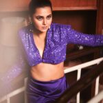 Tejasswi Prakash Instagram - Can’t stop stair-ing? Leave a 💜⬇️ . . . . . Styled by @natashaabothra With @mausmi_mitra_ @priyankaa.a_1 @bhavini.12 Outfit @labelmanikananda Jewelry @karishma.joolry Shoes @feeltwenty Hair styling- @go.glam.gauri 📸 @mirajverma_photography