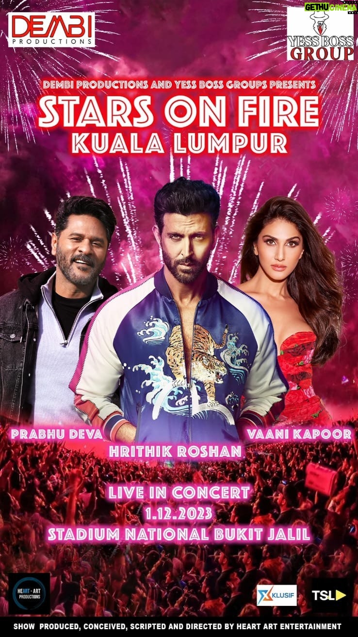 Vaani Kapoor Instagram - @_vaanikapoor_ joins @hrithikroshan and @prabhudevaofficial π₯ Only with STARS ON FIRE TOUR Book your tickets now! Link in bio Date - 1.12.2023 Venue - Stadium National Bukit Jalil #HrithikRoshan #PrabhuDeva #VaaniKapoor #LiveinConcert #StarsonFireTour #KualaLumpur #Malaysia