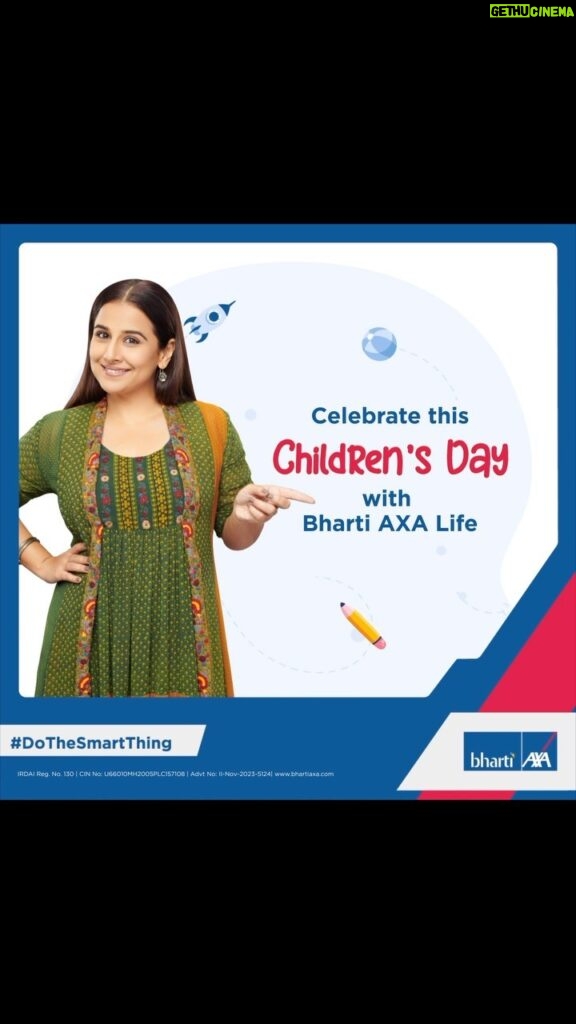 Vidya Balan Instagram - Let your children know no limits when it comes to dreaming about their future. For every dream of your child trust Bharti AXA Life to stand by you. #HappyChildrensDay #DoTheSmartThing @bhartiaxalife #ad