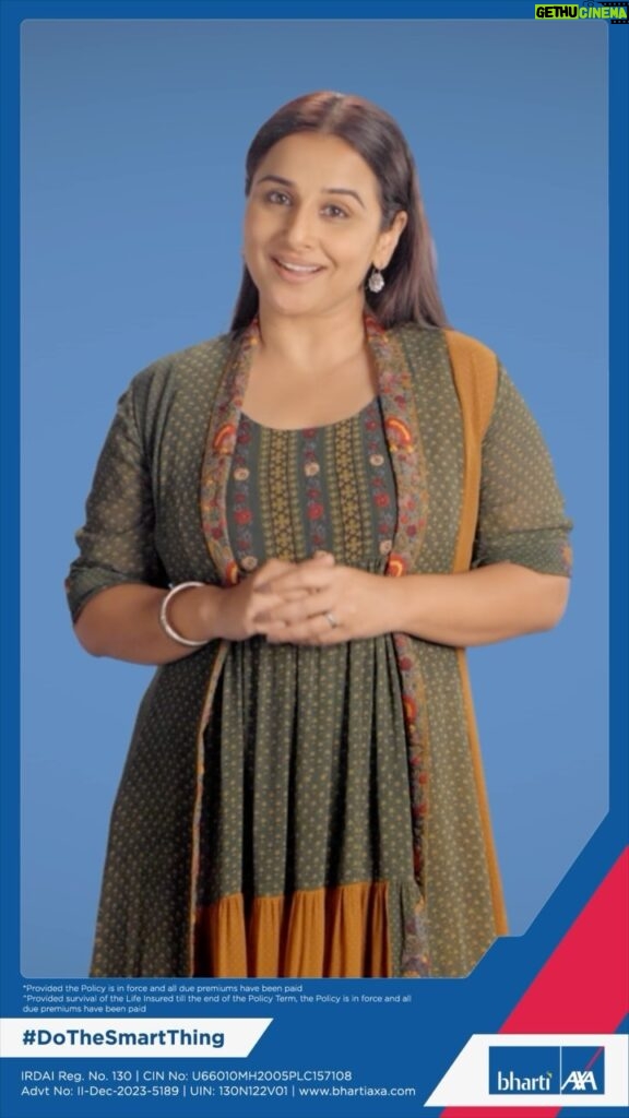 Vidya Balan Instagram - Balancing financial commitments while prioritizing your loved ones’ well-being? Choose Bharti AXA Life Income Laabh to be your reliable financial shield. #DoTheSmartThing @bhartiaxalife #ad