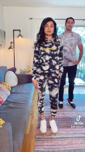 Vidya Vox Instagram - My bro @neelswims & I looking spiffy in our @tlviclothing! My sweatsuit will get restocked this Friday 2/26, so grab it before it’s gone again. 😎 Limited quantities still available of the men’s tees with the reflective logo. Happy shopping 💃🏽🕺🏽💃🏽 

#athleisure #transformation #womensfashion #womensclothing #teeshirtdesign