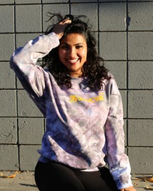 Vidya Vox Instagram - *NEW DROP* - @tlviclothing Constellation Crewneck sweatshirt available for pre-order now! It’s hand-dyed by @neelswims and I, aaaaand it’s cozy & cute! Shhh it can be a present to yourself, I won’t tell! Link in bio!

PS: the last two photos are close up of the different sweatshirt patterns & colors - each one is hand made and unique!