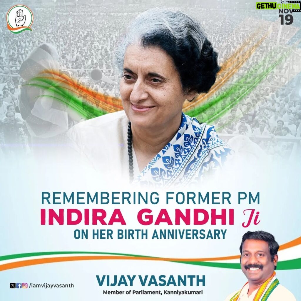 Vijay Vasanth Instagram - Tributes to Smt Indira Gandhiji on her birth anniversary