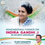 Vijay Vasanth Instagram - Tributes to Smt Indira Gandhiji on her birth anniversary