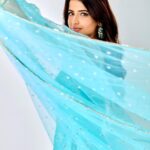 Vinali Bhatnagar Instagram - Flowing💙 . Clicked by: @harsh__mevada Outfit by @chameeandpalak Jewellery by @meraki.mumbai Bag by @eena.official Styled by @shrushti_216 Makeup: @makeupby_kinnari Hair: @irshad__hair . #allaboutyesterday #eidmubarak #ootd #lover #karma #instatoday