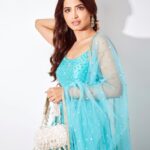 Vinali Bhatnagar Instagram - Flowing💙 . Clicked by: @harsh__mevada Outfit by @chameeandpalak Jewellery by @meraki.mumbai Bag by @eena.official Styled by @shrushti_216 Makeup: @makeupby_kinnari Hair: @irshad__hair . #allaboutyesterday #eidmubarak #ootd #lover #karma #instatoday