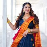 Vishnupriyaa bhimeneni Instagram - SARVEJANA SUKHINOBHAVANTHUU.. 🦋💙🎆💥🥰🧡🙏🙏 Styled by - @greeshma_krishna.k Outfit by - @mangai_collections Jwellery- @yuvi_collections 📸 @joy.photographyy #VISHNUPRIYABHIMENENI #festivalseason #pandagoenjaayii #blessings #lovetoall #Sankranthipandaga #coloursandlove❤