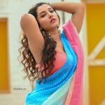 Vishnupriyaa bhimeneni Instagram - 💙💖💙💖💙 Saree :@sujisrin.collection Hair :@dkalyani73 Earrings :@aanvitrends 📍:@passionate_studios 📷:@studios19_lsp @landscapephotography19 #vishnupriyabhimeneni #vishnupriyaa #jawaan #trending #sharukhkhan #instagram #sareelove #fridaymood #magic #happiness