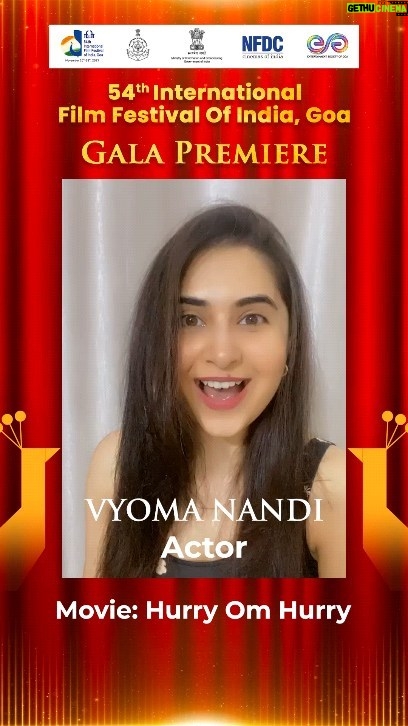Vyoma Nandi Instagram - Join the stunning Vyoma Nandi on the 23rd of Nov as she presents her fascinating drama "Hurry Om Hurry" at #IFFI54. Meet the entire cast of the film by registering at https://my.iffigoa.org Board this delightful filmy ride now!