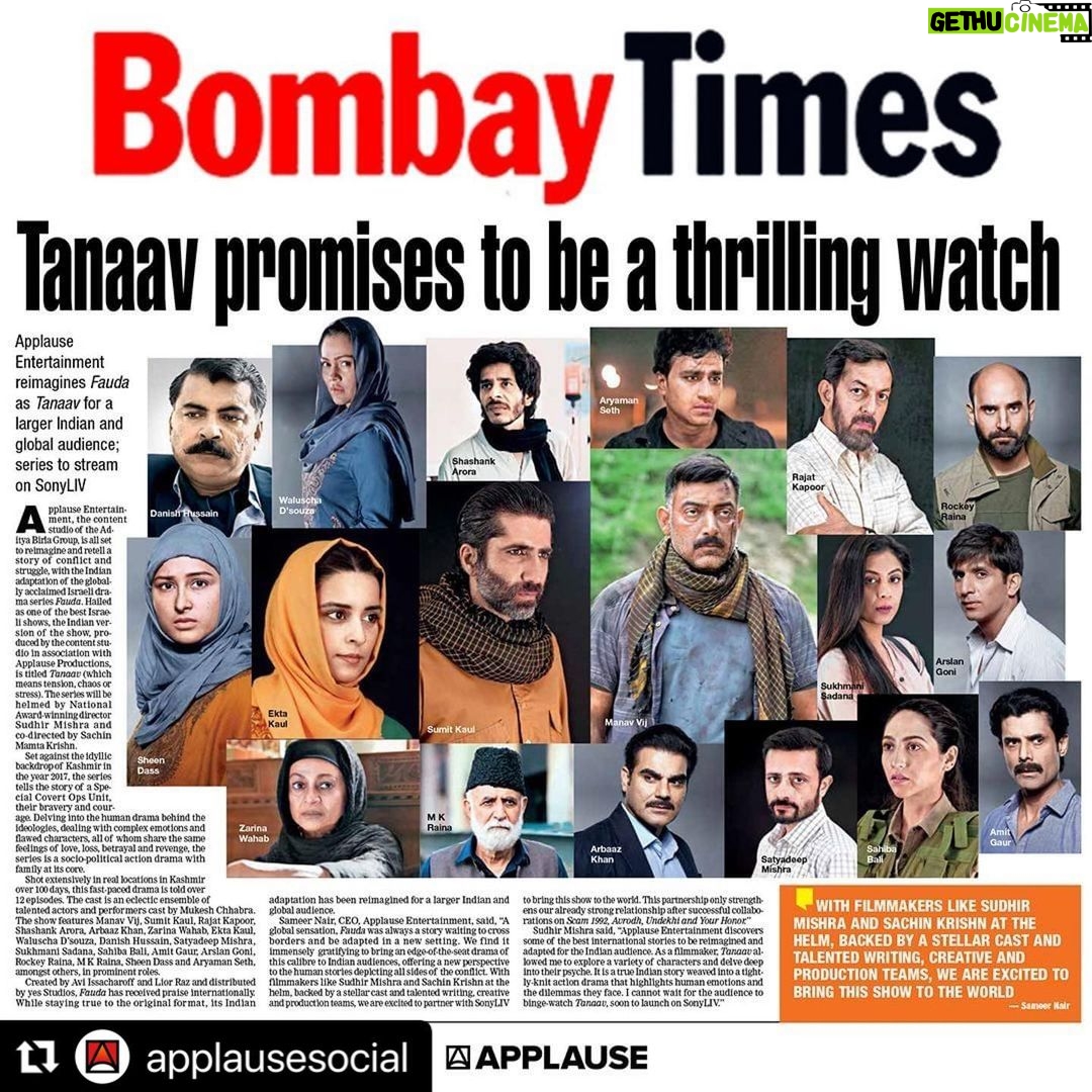 Waluscha De Sousa Instagram - Thrilled to be part of this exciting series #TANAAV š„š„ š¾š¤š¢šš£š šØš¤š¤š£ š¤š£ @šØš¤š£š®š”šš«šš£ššš #Repost @applausesocial with @make_repost ć»ć»ć» Tanaav Aa Raha Hai!!! We are thrilled to announce 'Tanaav' - an Indian adaptation of the super hit Israeli series 'Fauda'. The socio-political action drama series is presented by SonyLIV in association with Applause Entertainment. Helmed by Sudhir Mishra and co-directed by Sachin Mamta Krishn, Tanaav will hit your screens soon, exclusively on @sonylivindia. #TanaavAaRahaHai @applausesocial @sameern @segaldeepak @sidkhaitan @manavvij @sumitkaul10 @rkrkay @shashank.arora @arbaazkhanofficial @zarinawahab123 @ektakaul11 @waluschaa #DanishHussain @instasattu @sukhmanisadana @sahibabali @gaur_amit @arslangoni @rockey_raina #MKRaina @sheendass @arryamanseth #SudhirMishra @sachin.krishn @ishanshrivedi @adhirbhat #GagandeepSinghSethi @castingchhabra @garg.prasoon @carpe_f_diem @devnidhib @payal_verma_sachdev @suhrudgobole @001danishkhan @golu_a @yesstudios @liorraz #AviIssacharoff #SharonLevi
