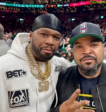 50 Cent Instagram - I had so much fun at the Boston/Rockets game man. I told @icecube I want to bring the big 3 to Shreveport, all roads lead to Shreveport it’s a go! 🎥@bransoncognac @lecheminduroi Boston, Massachusetts