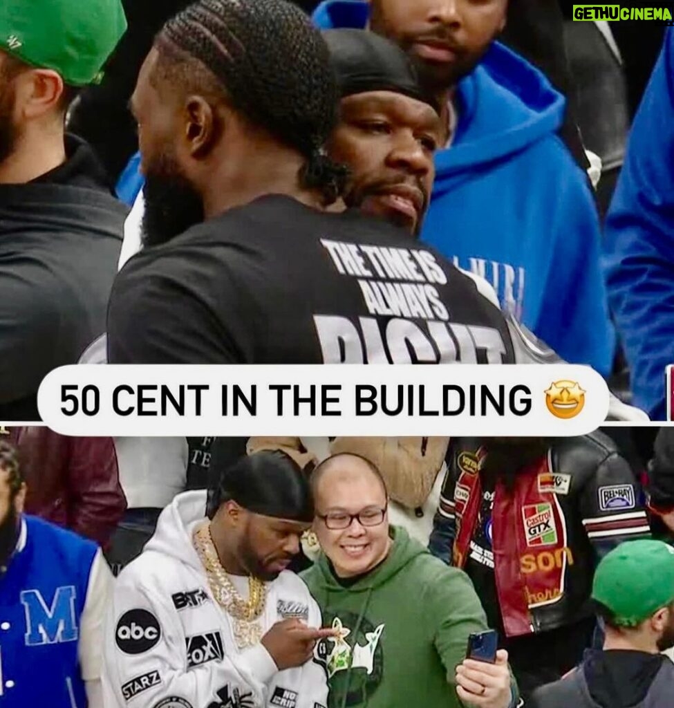 50 Cent Instagram - I had so much fun at the Boston/Rockets game man. I told @icecube I want to bring the big 3 to Shreveport, all roads lead to Shreveport it’s a go! 🎥@bransoncognac @lecheminduroi Boston, Massachusetts