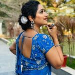 Aashika Padukone Instagram – Channeling the magic of blue 💙

Stylist: @priyareddy_baddigam 
Outfit : @maramsclothing_official 
Jewellery: @aditi_collection 
Hair: @anu___hairstylist

#sareefashion #hairstyles #makeover