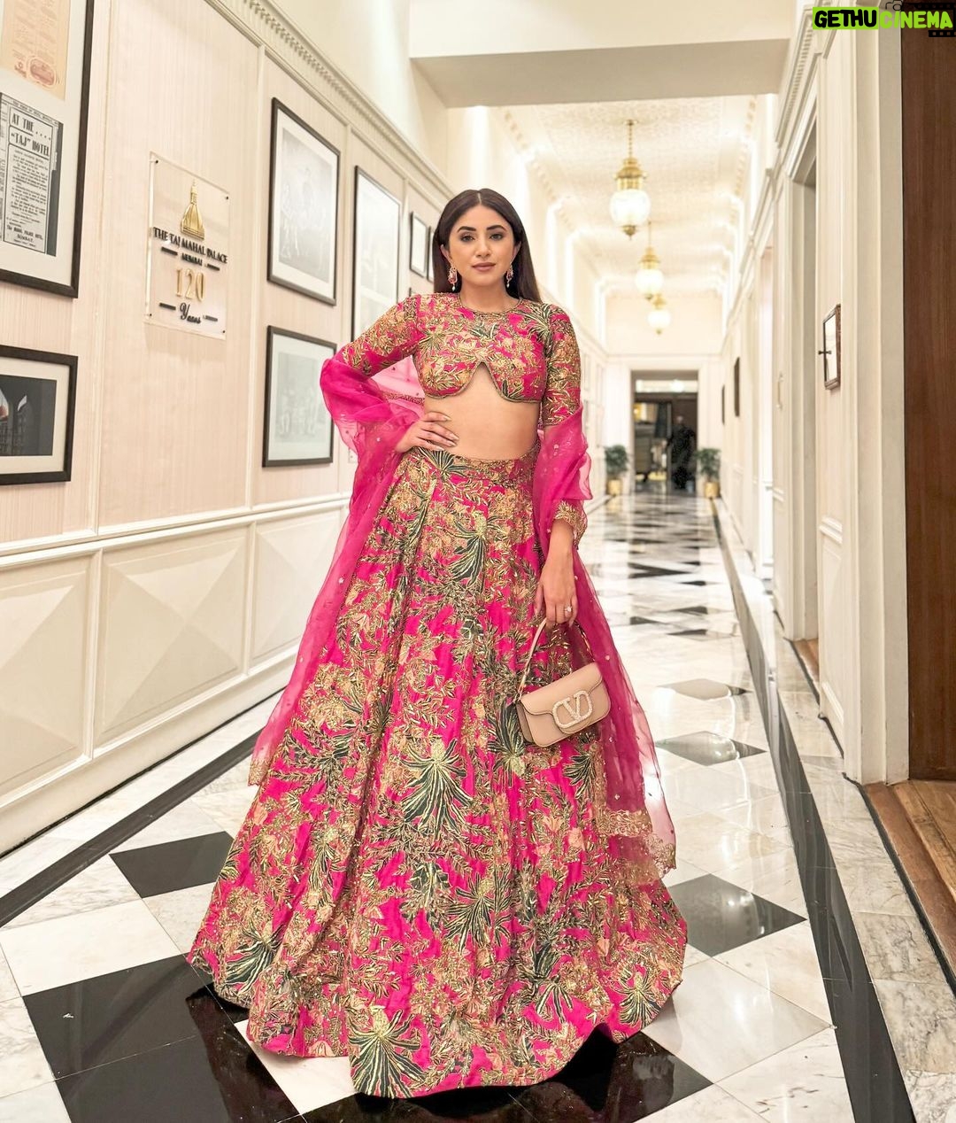 Aashna Shroff Instagram - I don’t think I’ve got so many questions about a lehenga ever! I’m wearing @printsbyradhika with the prettiest @outhousejewellery earrings 🩷