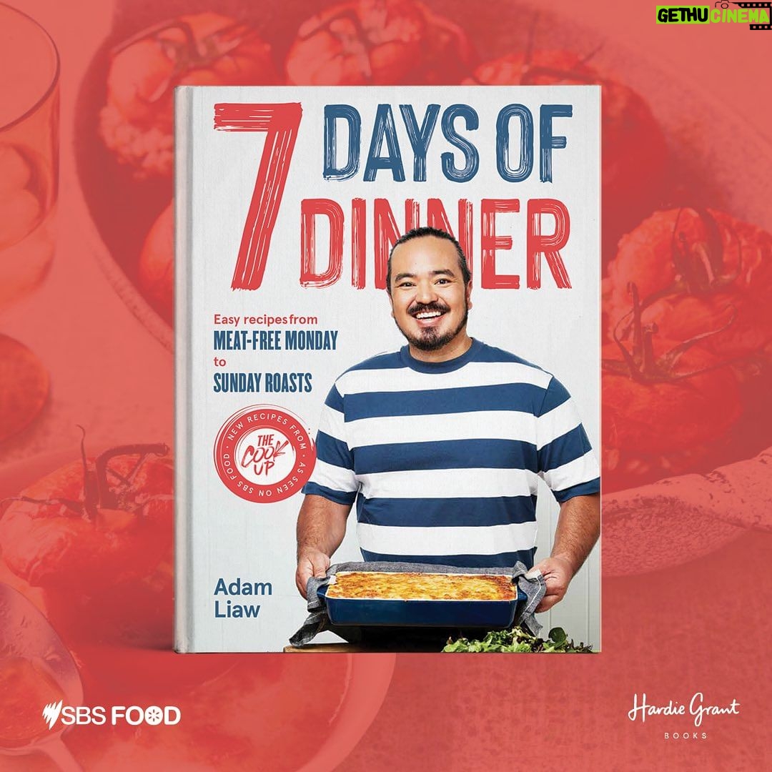Adam Liaw Instagram - Here it is! The cover for my new book 7 DAYS OF DINNER! We ummed and ahhed over the cover for ages but I think we did good! The book will be out in a few weeks and the chapters are: Meat-free Monday Taco Tuesday Wok Wednesday Thursday Night Pasta Fish on Friday Saturday Stews, and Sunday Roasts! This is 100% hands-down the best book I’ve written. The recipes are simple, affordable and practical to the point of obsession. I really tried to write this so that literally anyone could make the recipes in it and get great results. You can pre-order via the link in my bio!