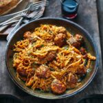 Adam Liaw Instagram – Tonight’s dinner. Garlic meatballs with @sanremopasta curly fettuccine. My kids are obsessed with spaghetti and meatballs, and as someone who makes them often my best advice is to roll them big. It saves plenty of time and actually keeps them more moist in the process. #SanRemoQuickandEasyRecipes #PastaforEveryOccasion #FamilyDinner #ad