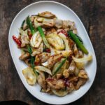 Adam Liaw Instagram – Stir-fried pork and fennel with ginger. Not sure why people don’t stir-fry fennel more. There are plenty of Chinese recipes that use fennel seeds but I don’t think I’ve seen any that fry the bulb. Anyway, it tastes great. 👍