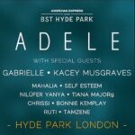 Adele Instagram - The line up for my Hyde Park shows next week is going to blow your socks off!! An all female bill, from new artists that I'm obsessed with to the heavenly @spaceykacey to one of my favorite artists of all time @gabrielleuk who I’ve loved since I was 4!! It’s going to be incredible, there’s a whole host of us performing all day, I can’t wait to share the main stage with you ladies ♥️