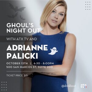 Adrianne Palicki Instagram - Hey Austin friends! Join @DrinkBoxt & I this Thursday for a fun conversation just in time for spooky season as we rewatch and reminisce on the first episode of #Supernatural! Tickets at the link in my bio 👻🥰