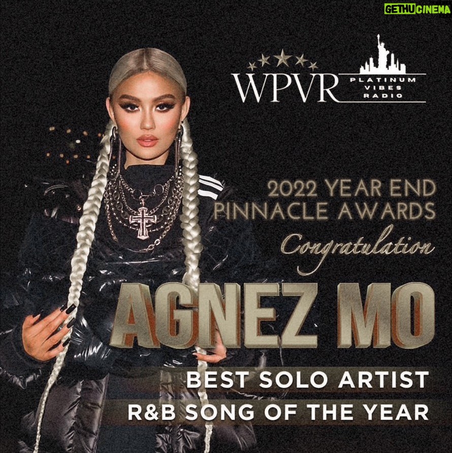Agnez Mo Instagram - 🤍 Thanks for all the love! Best Solo Artist and R&B Song of the Year. Great way to start 2023. It’s an honor to be nominated amongst these stars but to win 2 out of 4 nominations is a blessing 🤍 It ain’t about being the fastest, it’s about being the furthest #consistency (On side note, isnt it funny, that the song is called Patience 🤣 and when i was doing exactly that, this song literally landed me my first TOP 10 #9 on US Radio R&B chart, and my top 50 #38 most played R&B song throughout the year of 2022 based on MEDIA BASE!?!!) #AGNEZMO #AGNEZMOPatience #marathon #notasprint New York, New York