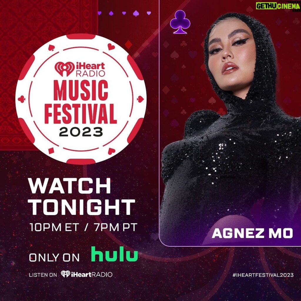 Agnez Mo Instagram - 10.10 ET! (And 1010 is my lucky number 😱🤪) I am opening the #iHeartFestival2023 tonight! Watch my performance LIVE on @Hulu at 7pm PT (10:10 ET). #iHeartOnHulu @iHeartRadio (And a little birdie told me that I’ll be presenting this one performer that has been one of my biggest inspiration!!😱😱😱 Can you guess who??) #AGNEZMO #iHeartFestival2023