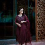 Aima Rosmy Sebastian Instagram - Elegance in every stitch: Presenting ‘Cranberry,’ a rich burgundy Salwar by Tazzels3. Unleash the beauty of deep hues. Attire @tazzels3 Click @midhun.mohan_ 📸 Dubai, United Arab Emirates