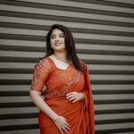 Aima Rosmy Sebastian Instagram - Capturing the autumn hues with saree - MAPLE🍁, a stunning saree with the artistic touch of @tazzels3 P.c - @midhun.mohan_ 📸 . . . . #festive #festivewear #festivalfashion #festiveseason #instafashion #instadaily #instagram #trend #trendy Dubai, United Arab Emirates