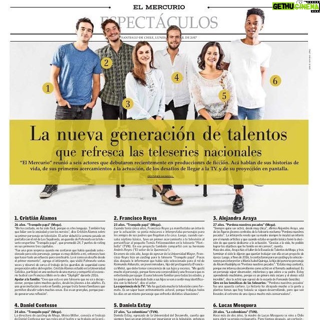 Alejandra Araya Instagram - Comparto esta entrevista hecha por el periodista Cristopher Ahumada. Gracias a todos por los mensajes de apoyo que me dejan aqui. Estoy feliz disfrutando esta experiencia. Link entrevista: http://images.elmercurio.com/MerserverContents/pdfslow/2017/abr/17/MERSTNA016CC1704_3G.pdf