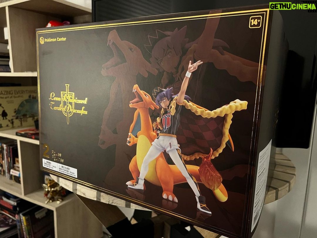 Alejandro Saab Instagram - So for Christmas, my parents got me this incredible Leon figure from Pokémon!! I haven’t taken it out of the box yet since they’re gonna ship it to me, but I was just so excited and it looks so COOL not to take a picture!! #pokemon #leon #anipoke #leonpokemon #charizard #figure #anime #voiceover #voiceactor