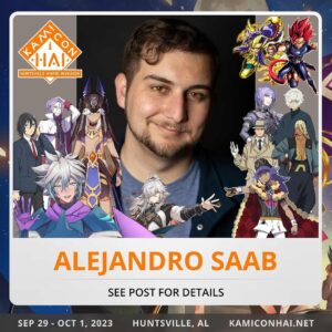 Alejandro Saab Instagram - HUNTSVILLE ALABAMA!! 

This weekend I’ll be in your area for KamiCon Hai! I’ll be there all weekend long signing and panels! 

Can’t wait to meet you guys 🫡

#cyno #jingyuan #miyamura #voice #voiceactor