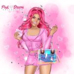 Alex Gracia Instagram - I am obsessed with this artwork of The Pink Dream using her @pinkdreamcollection Logo Purse and Adorable Compact Comb & Mirror 👛🎀💞 🛍️ pinkdreamcollection.com