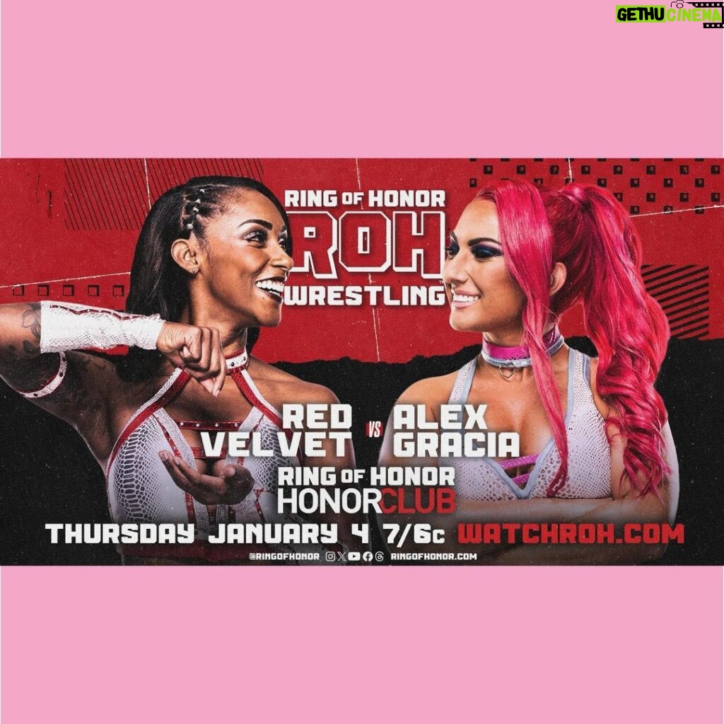 Alex Gracia Instagram - “The Pink Dream” @alexgracia3 makes her return to #ROH TV as she takes on @Thee_Red_Velvet who is making her #ROH debut. Watch Thursday Night #ROH TV on #HonorClub at WatchROH.com 7/6c