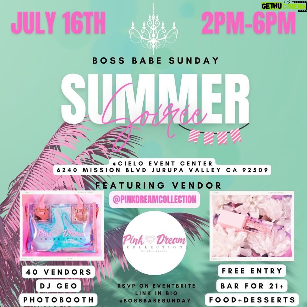 Alex Gracia Instagram - I’m back at @bossbabesunday on July 16th with @pinkdreamcollection 👛 Come shop and support women owned business!