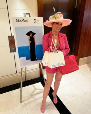 Alex Meneses Instagram - Thank you @maxmara for your sponsorship.  @service_club_of_chicago 
@hermes 
@veronicabeard
@wyckwoodhouse 
#givingback #hatluncheon #sisters #fashionista