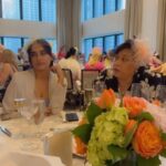 Alex Meneses Instagram - Thank you @maxmara for your sponsorship. @service_club_of_chicago @hermes @veronicabeard @wyckwoodhouse #givingback #hatluncheon #sisters #fashionista