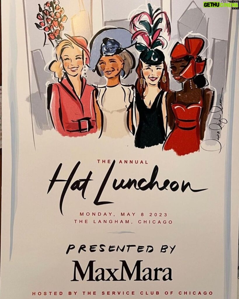 Alex Meneses Instagram - Thank you @maxmara for your sponsorship. @service_club_of_chicago @hermes @veronicabeard @wyckwoodhouse #givingback #hatluncheon #sisters #fashionista