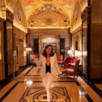 Alex Meneses Instagram – Can you believe this gorgeous ceiling was covered in white plaster for 40 years? 
This is the lobby at the Sherry Netherland Hotel.  Built in the 1920’s, the Sherry’s owners commissioned artist Joseph Aruta to paint the ceiling basing it on Raphael’s frescoes in the Vatican in Rome. 
Water damage had forced the Hotel to plaster over this ceiling and it stayed plastered for 40 years. 
The ceiling was accidentally rediscovered by maintenance workers and here it is.  Back to its original splendor. 
#beautiful New York, New York