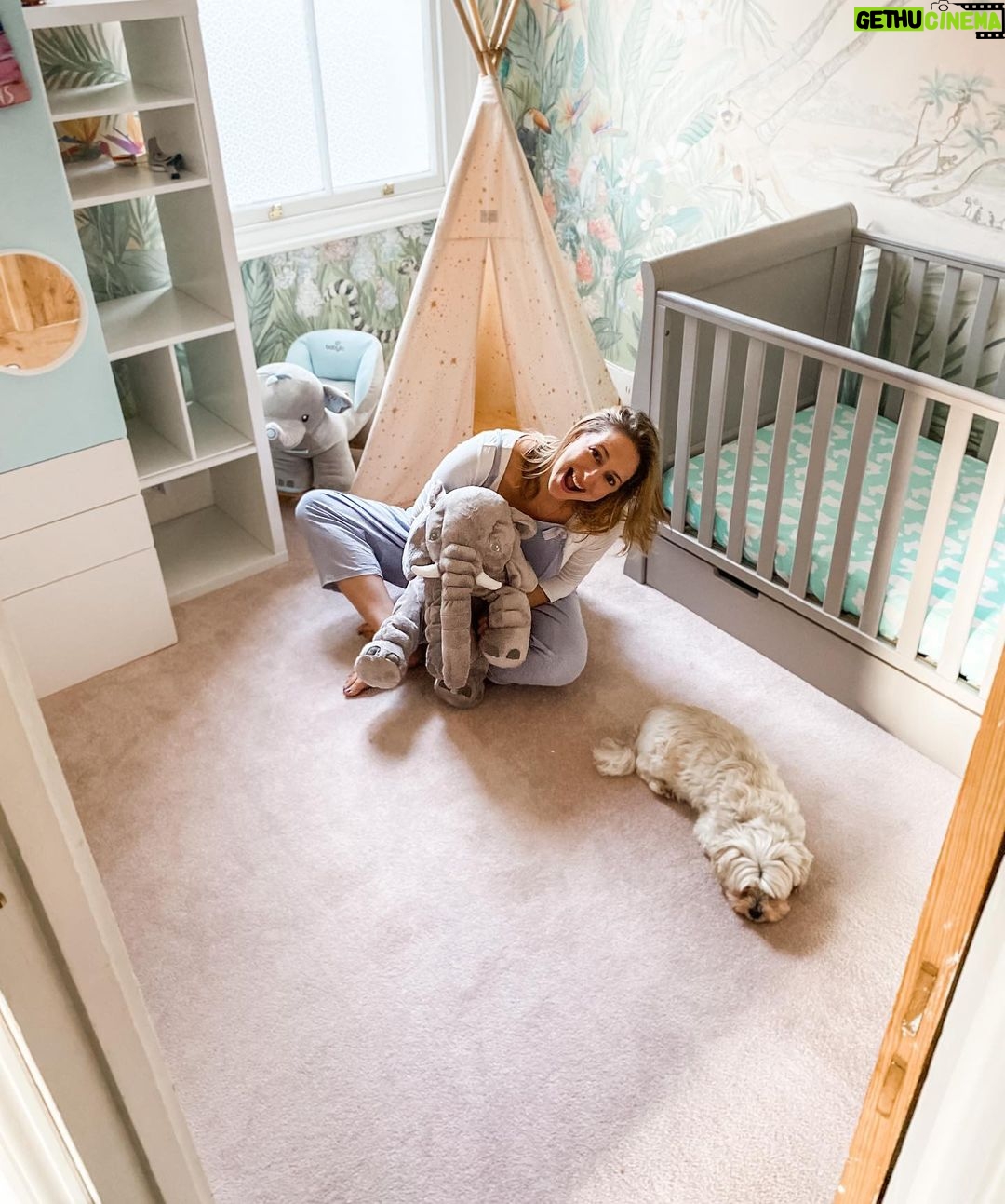 Ali Bastian Instagram - Finally finished Isla’s nursery!!!!! Paradise desert island scene - complete with monkeys, flamingos, penguins and a sloth as requested by my little 🐒. More photos to follow! Painted by my beautiful friend @agaskiba.art 🌈💕 We ended up doing a great big game of house Tetris when we realised we were never going to feel settled sleeping in the loft room with the nursery on the floor below - so we moved into Isla’s room and turned the spare room/office into her nursery. It’s worked so well and has actually been lovely to have another run at designing her room. The only thing is we hear a lot more from our neighbours beneath on this floor and we realise they must hear so much from us!! We went to @carpetright_uk to help solve it - decided to dispense with the old wooden floors and went for Celestial underlay which is great for heat and sound insulation. Whenever I’ve bought carpet in the past I’ve always gone for a more luxurious carpet - panicked at the price and then bought one of the most budget underlays! Decided to do things another way this time and went for Amberly in Blush which is one of their budget range carpets - and the result is absolutely bloody brilliant!! Top tip - splurge on underlay and even the most reasonable of carpets will feel soft underfoot! I’m so please with the soft, pretty colour - we have put it in our room too and Am so tempted to run it through the whole flat! #nursery #babygirl #nurserydecor #nurseryart #carpet #underlay #spon