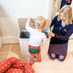 Ali Bastian Instagram - My mum came to help me out yesterday and taught Isla about recycling! I had total overwhelm and didn’t know whether to clean, battle the mountain of washing, wrap presents, try to work or cry - in the end, I crawled into bed for a couple of hrs as I realised I was and am, totally exhausted. Sending so much love to everyone during this crazy time. Also, huge shout out to the fab Mama brand @notaboringbox who I discovered recently and who is helping me get organised! Love this recycling bin that doubles as a seat and a ballet barre apparently! #organising #recycle #love #mum #mumlife #toddler#storage #ballet #gift