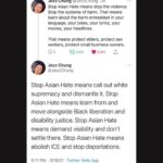 Alice Lee Instagram – I’ve been trying to find the right words, but honestly it’s been really hard. I’ve been processing and grieving. Crying at random times. There are so many parts of this that sadden me, anger me. 

Asian women, immigrant women, were killed by a white supremacist. Four of them were Korean. The police and media humanized the white supremacist murderer while getting the names of the victims wrong. Racism. Misogyny. Xenophobia. Gun violence. A history of violent white colonialism in Asian countries. A history of violent discrimination against Asians in America. Years of micro-aggressions and “jokes” and not feeling represented or understood in society, in my workplaces, among “friends”. Feeling guilt and shame for having wanted to assimilate in the past. Witnessing a rise in anti-Asian hate crimes since the pandemic. My parents telling me to be careful and to not walk alone because of the climate out there and of course me breaking down because I’m also just worried about them. It’s so much to hold and my heart breaks for my community.

This was an extreme act of violence that once again shows how white supremacy is held up by this country’s policing and media coverage. But there are small acts of violence happening all around us – And for me, they happen most frequently in my liberal space by liberal pple. I urge you to look inside and reflect.

Standing in solidarity with the Black and Indigenous community and with all communities of color who are constantly told by the Western world that we are not worthy or enough. WE FUCKING ARE. 

Sending love to my community and to the families of the victims. Link in bio for resources to help and donate. #stopasianhate