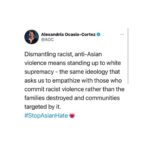 Alice Lee Instagram – I’ve been trying to find the right words, but honestly it’s been really hard. I’ve been processing and grieving. Crying at random times. There are so many parts of this that sadden me, anger me. 

Asian women, immigrant women, were killed by a white supremacist. Four of them were Korean. The police and media humanized the white supremacist murderer while getting the names of the victims wrong. Racism. Misogyny. Xenophobia. Gun violence. A history of violent white colonialism in Asian countries. A history of violent discrimination against Asians in America. Years of micro-aggressions and “jokes” and not feeling represented or understood in society, in my workplaces, among “friends”. Feeling guilt and shame for having wanted to assimilate in the past. Witnessing a rise in anti-Asian hate crimes since the pandemic. My parents telling me to be careful and to not walk alone because of the climate out there and of course me breaking down because I’m also just worried about them. It’s so much to hold and my heart breaks for my community.

This was an extreme act of violence that once again shows how white supremacy is held up by this country’s policing and media coverage. But there are small acts of violence happening all around us – And for me, they happen most frequently in my liberal space by liberal pple. I urge you to look inside and reflect.

Standing in solidarity with the Black and Indigenous community and with all communities of color who are constantly told by the Western world that we are not worthy or enough. WE FUCKING ARE. 

Sending love to my community and to the families of the victims. Link in bio for resources to help and donate. #stopasianhate