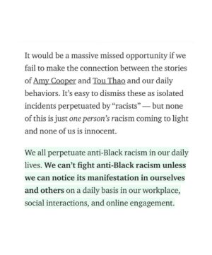 Alice Lee Instagram - I had been complicit as well. I HAD been silent. I wanted to be the model minority. I had benefited from being a model minority. I had been a part of the problem, even if it was subconsciously. Wanting to assimilate to whiteness had been systemically so ingrained in me that I was unable to see I was also perpetuating anti-blackness. I don’t have all the words, so I’ve collected the sources above.

We need to have uncomfortable conversations with others, but I think we also need to have uncomfortable conversations with ourselves.

We need to look inside and see what part we have had in this, strive to be better and take action.

#blacklivesmatter #asians4blacklives